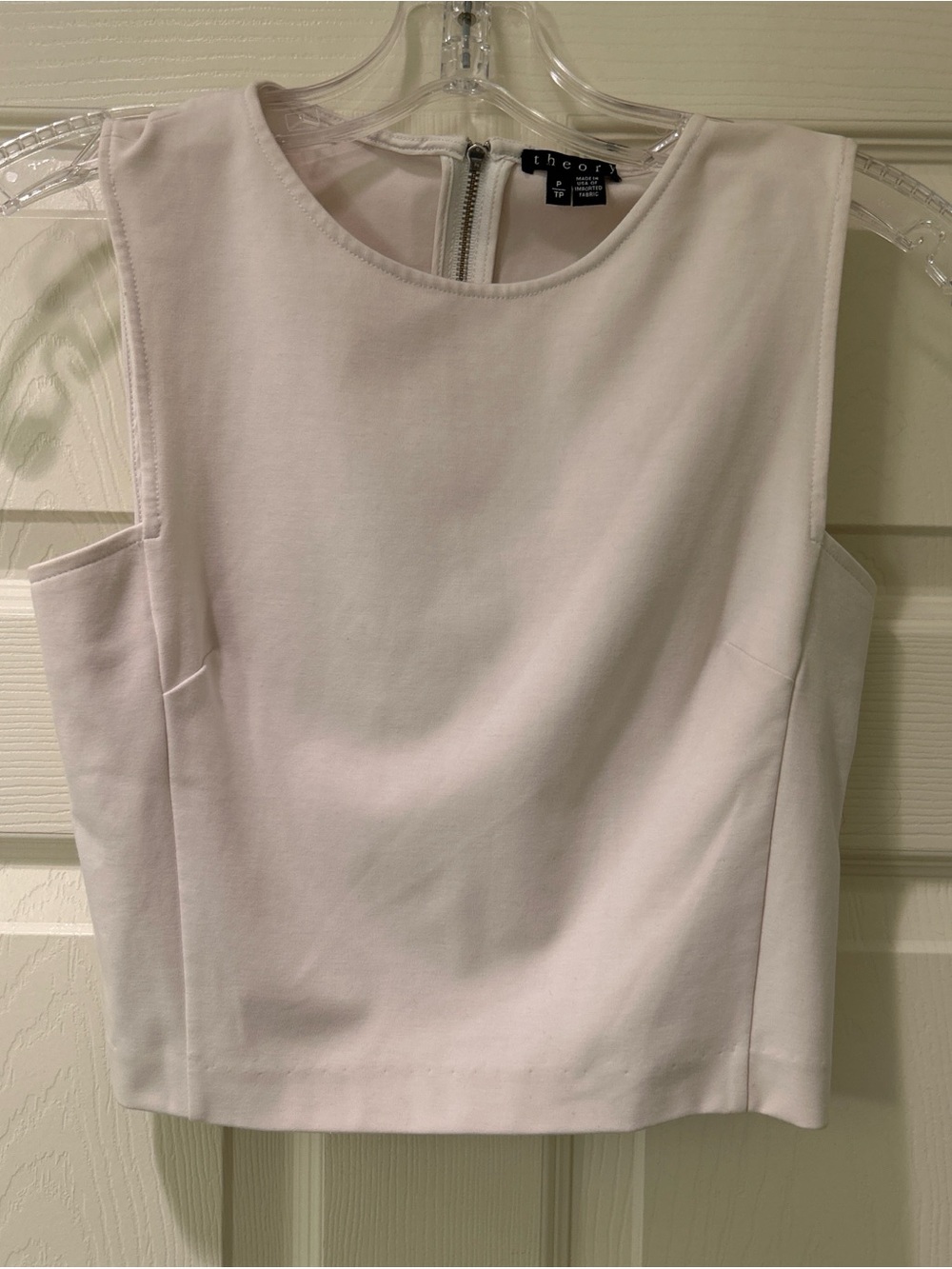 Theory Sleeveless Crewneck Tank Top in Light Ivory
